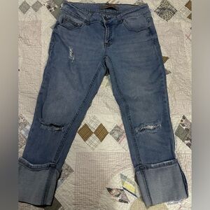 Highway Jeans Distressed Cropped Jeans in Light Blue